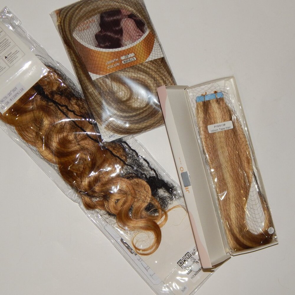 Blonde 100% Human Hair Extensions (2) 20" & 14"